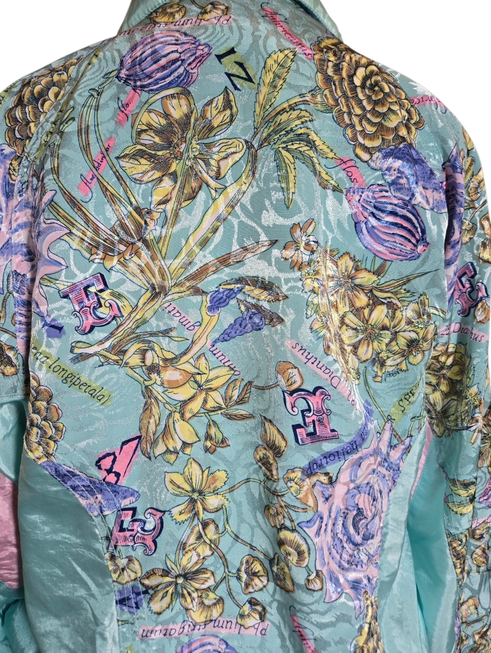 Clipper Bay Vintage Grandma Aqua Pastel Floral Track Suit Jacket & Pants - Picture 7 of 11